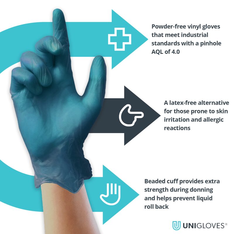GS0134 Unicare Stretch Vinyl Powder Free Gloves Large - Pack of 100 
